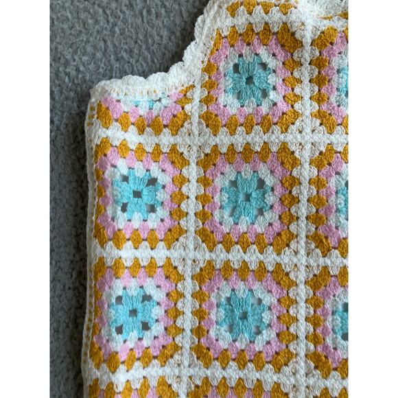 Vintage Rare Editions Tank Top 10 Medium Crochet Lined Square Neck Hippie Boho - Picture 3 of 14